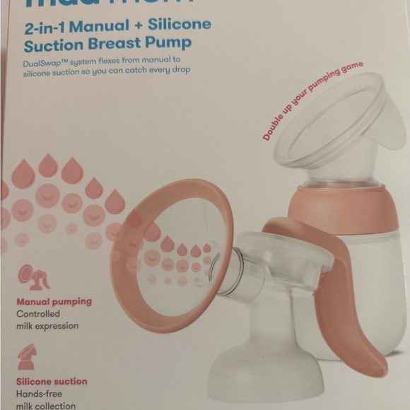 Medela 2-in-1 Manual + Silicone Suction Breast Pump - Pink and White - Picture 1 of 4
